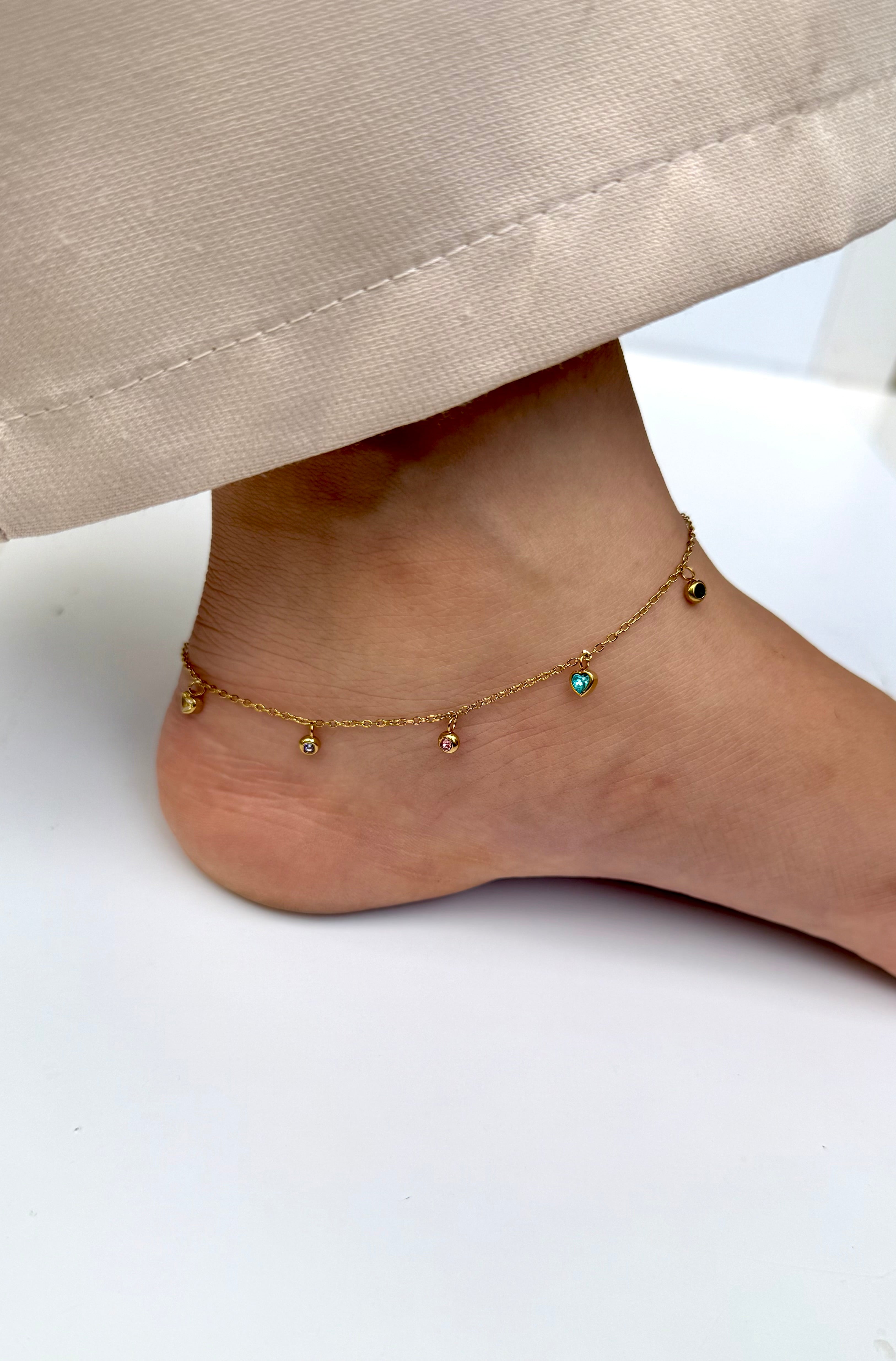 Rainbow Drops Anklet