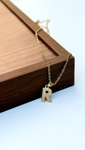 R Stone Letter Pendant