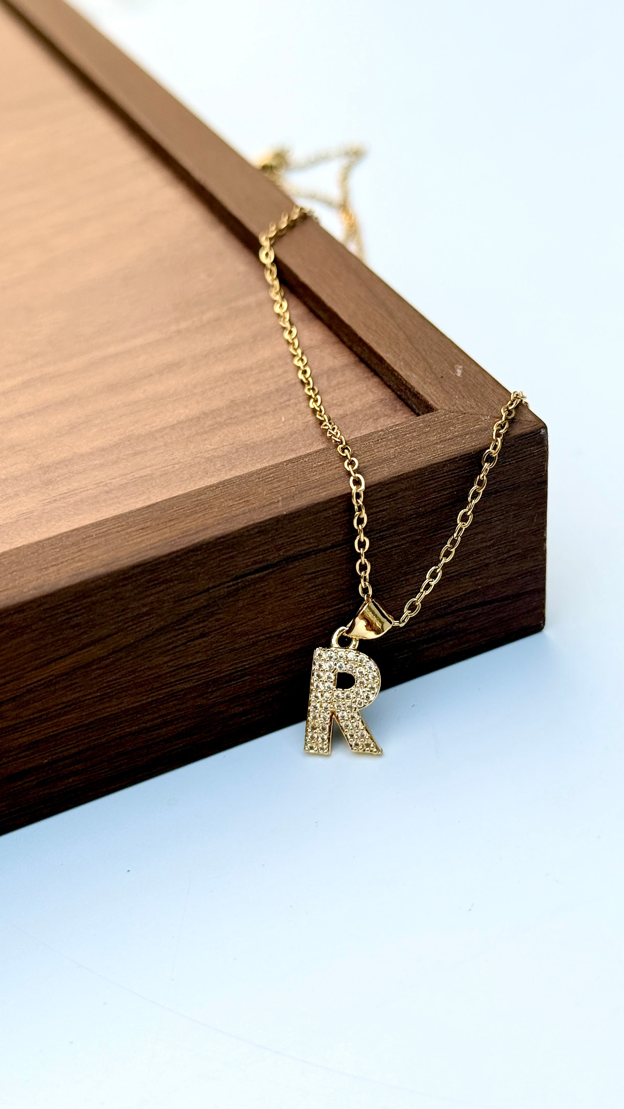 R Stone Letter Pendant