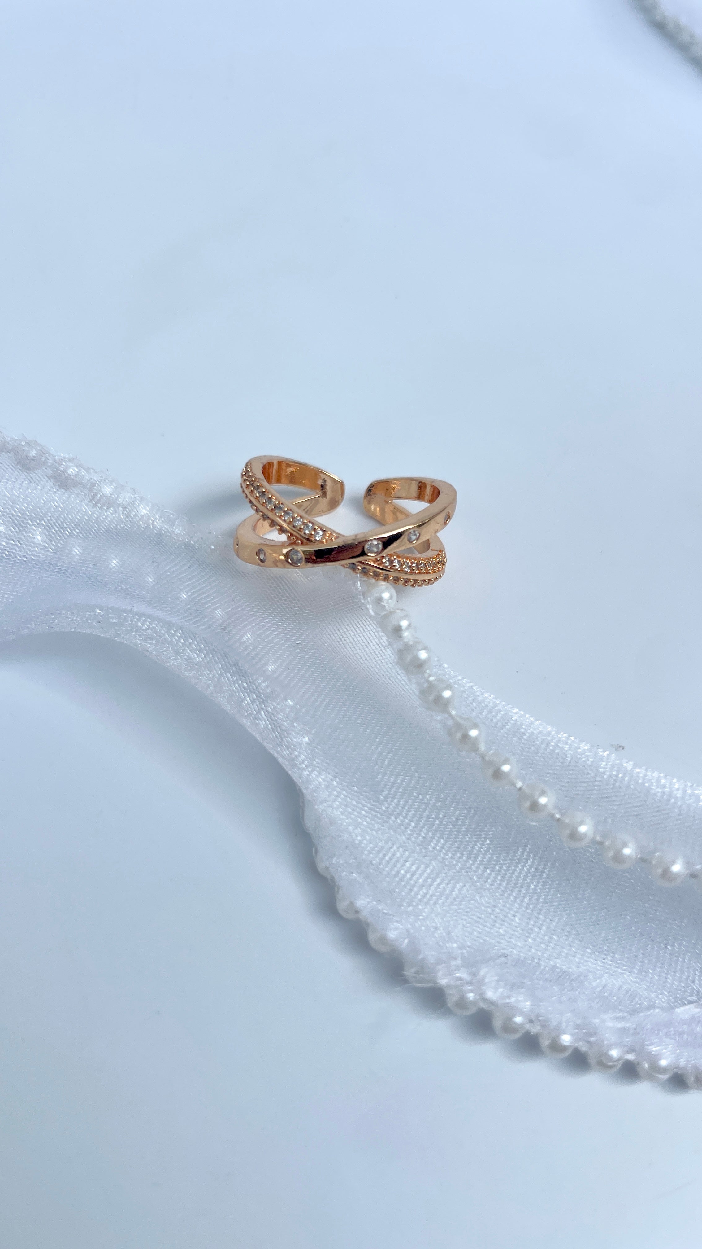 Adjustable Stone Cross Ring