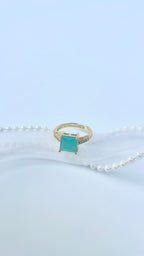 Adjustable Aqua Green stone Ring
