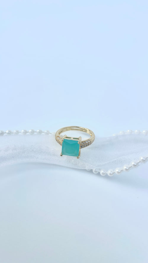 Adjustable Aqua Green stone Ring