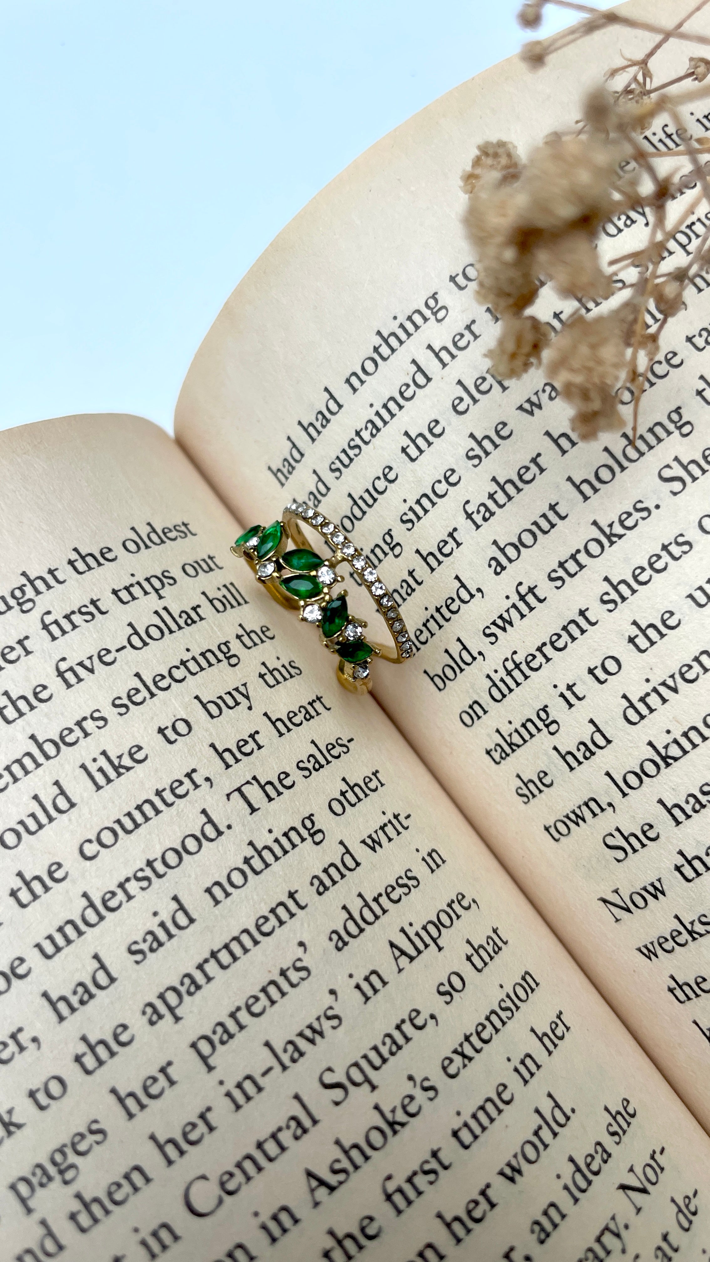Adjustable Emerald Vine Ring