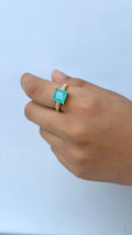 Adjustable Aqua Green stone Ring