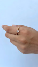 Adjustable Princess Cut Solitire Ring
