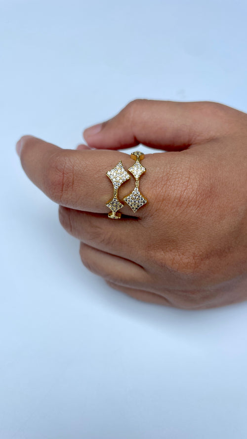 Adjustable Twin Diamond Ring