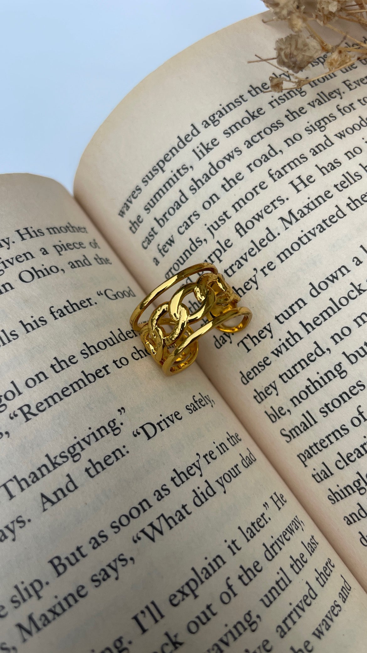 Adjustable Golden Shackle Ring