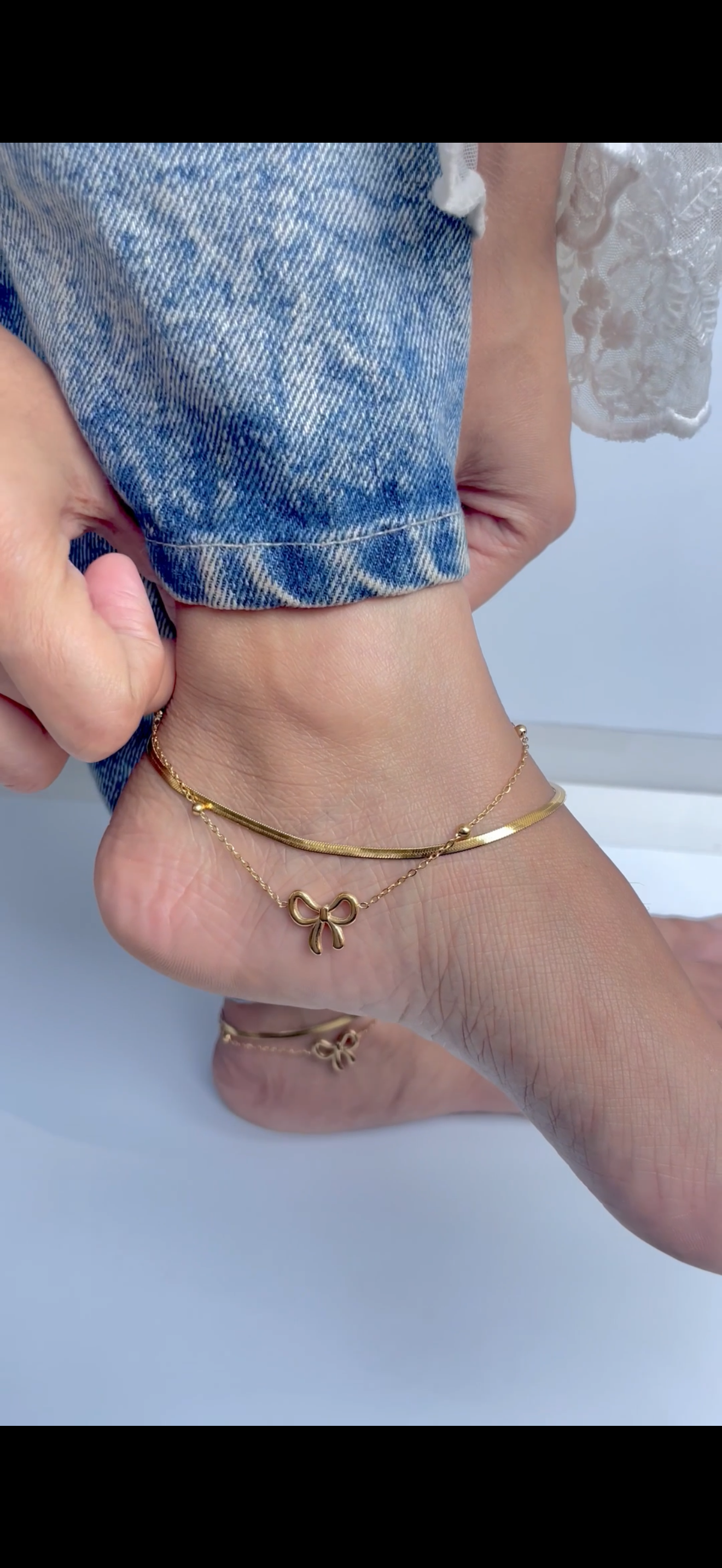 Double Layer bow Anklet