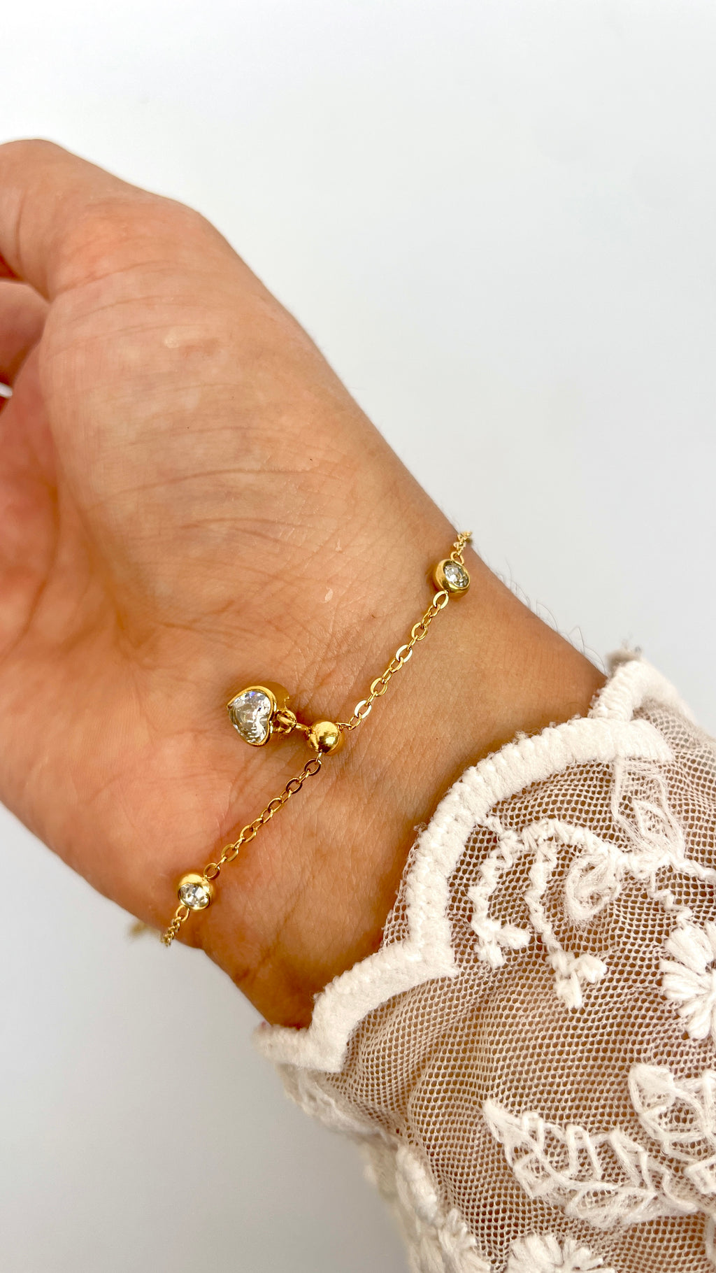 Bezel Stone Chain Bracelets