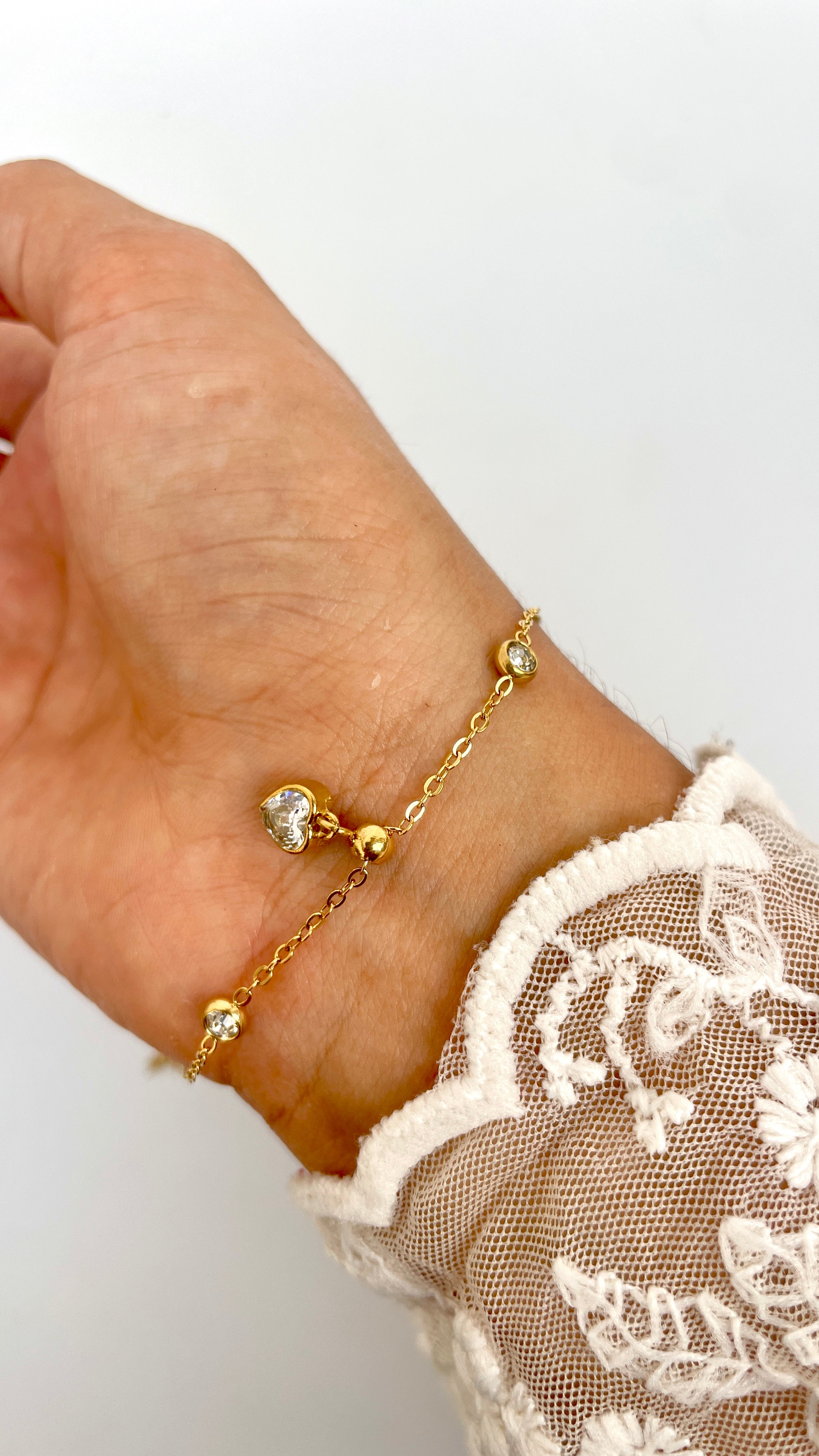 Bezel Stone Chain Bracelets