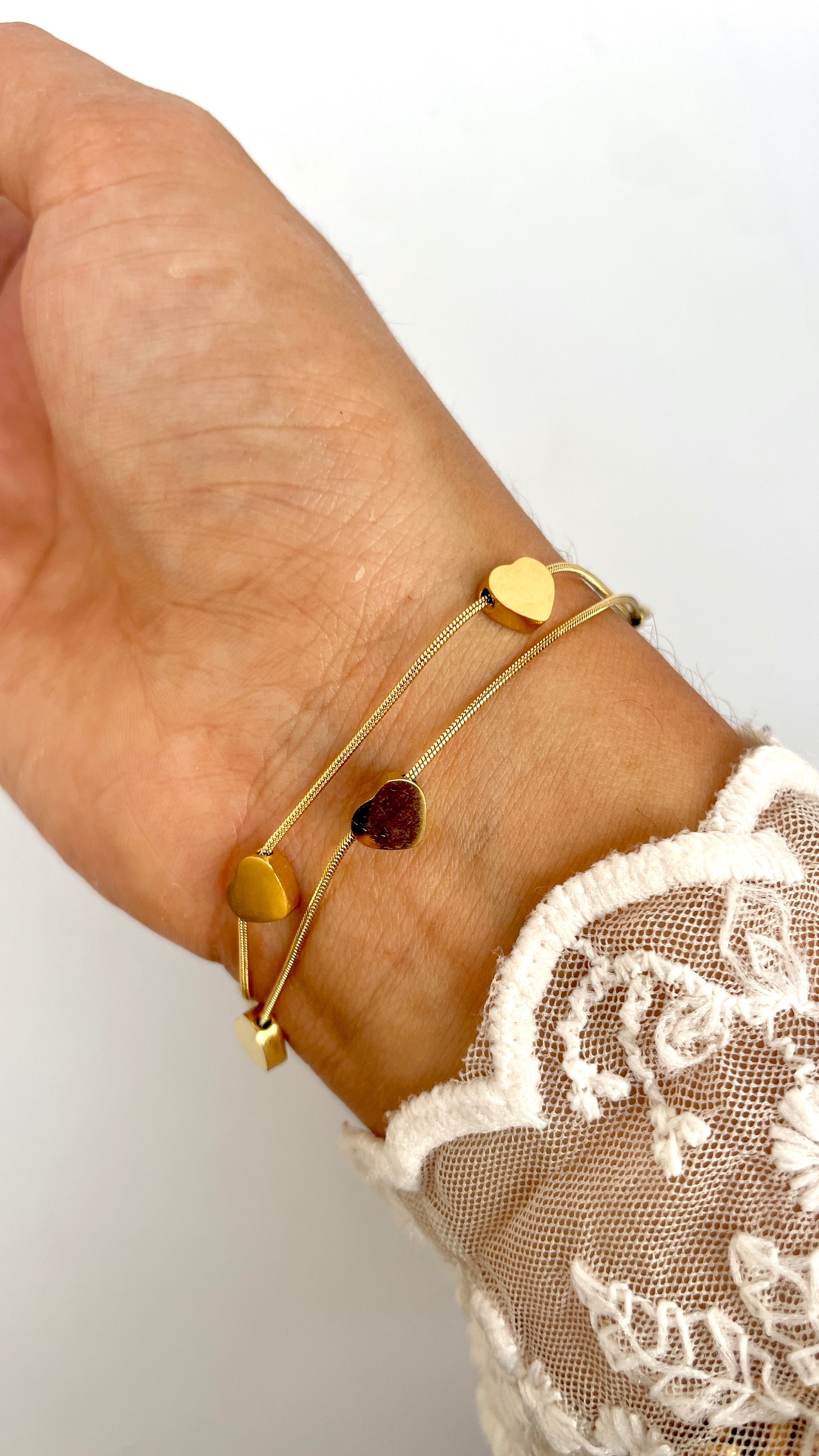 Heart Charm Layered Bracelet