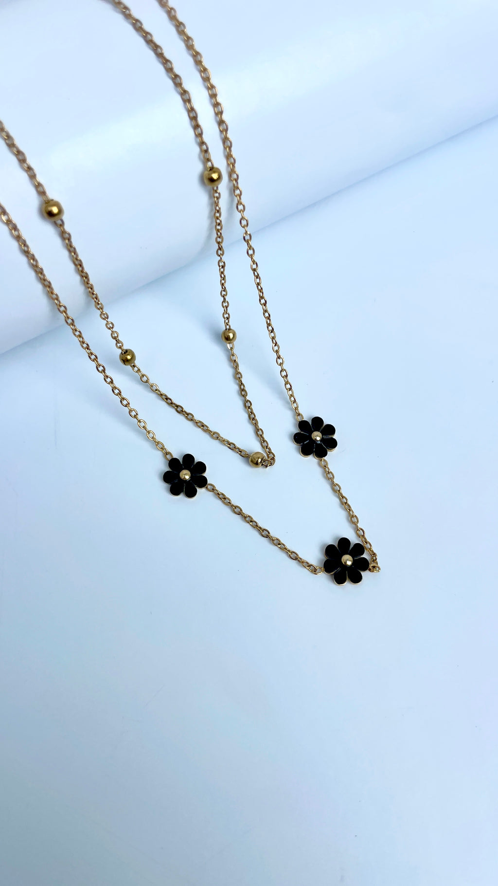 Black Daisy Layered Necklace
