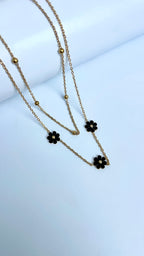 Black Daisy Layered Necklace