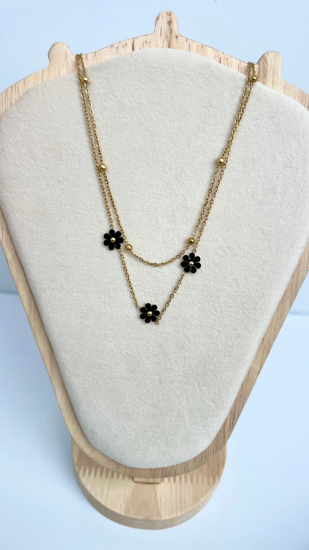 Black Daisy Layered Necklace